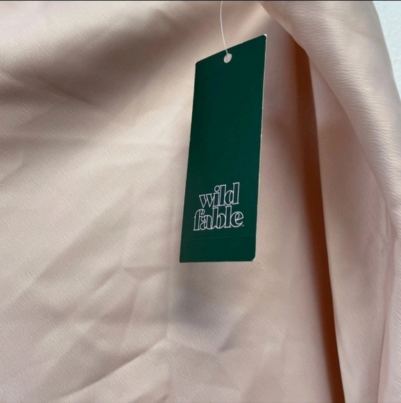 Wild Fable Women's Light Pink Satin Lace Trim Midi Skirt Berry Size M Waist 16 - Picture 4 of 8